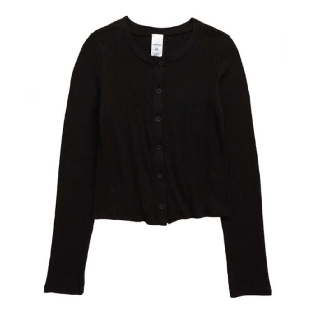 🐲3 FOR $9🦄 NEW Nordstrom Long Sleeve Ribbed Button Front Crop Cardigan Sweater